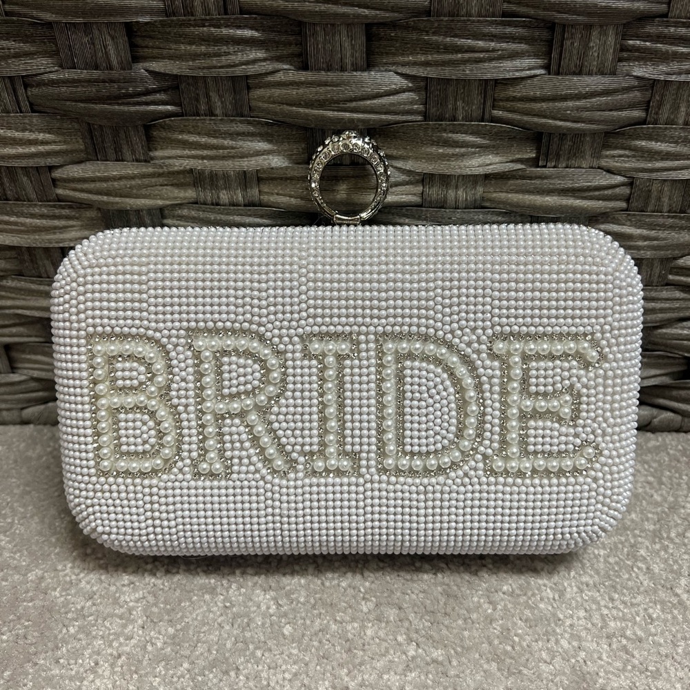 Sparkle & Pearl Hard-sided Bride Clutch (w/ removable strap)
